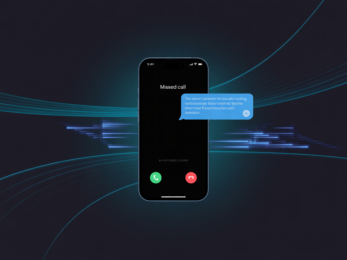 Smartphone showing missed call recovery with instant AI text response